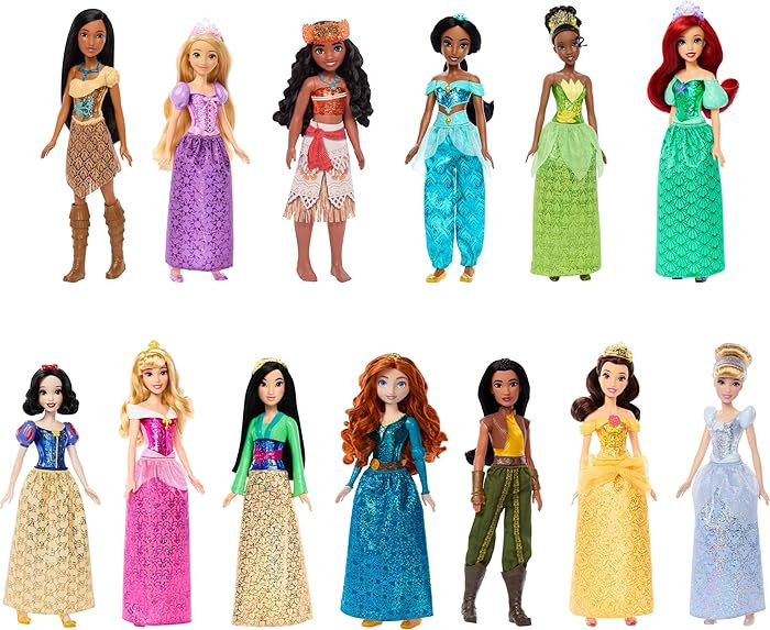 Mattel Disney Princess Ultimate Princess Collection with 13 Fashion Dolls in Sparkling Clothing &... | Amazon (US)