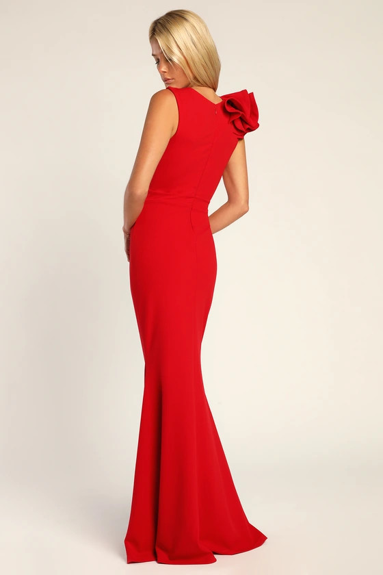Lucette Red Sleeveless Ruffled Mermaid Maxi Dress | Lulus (US)
