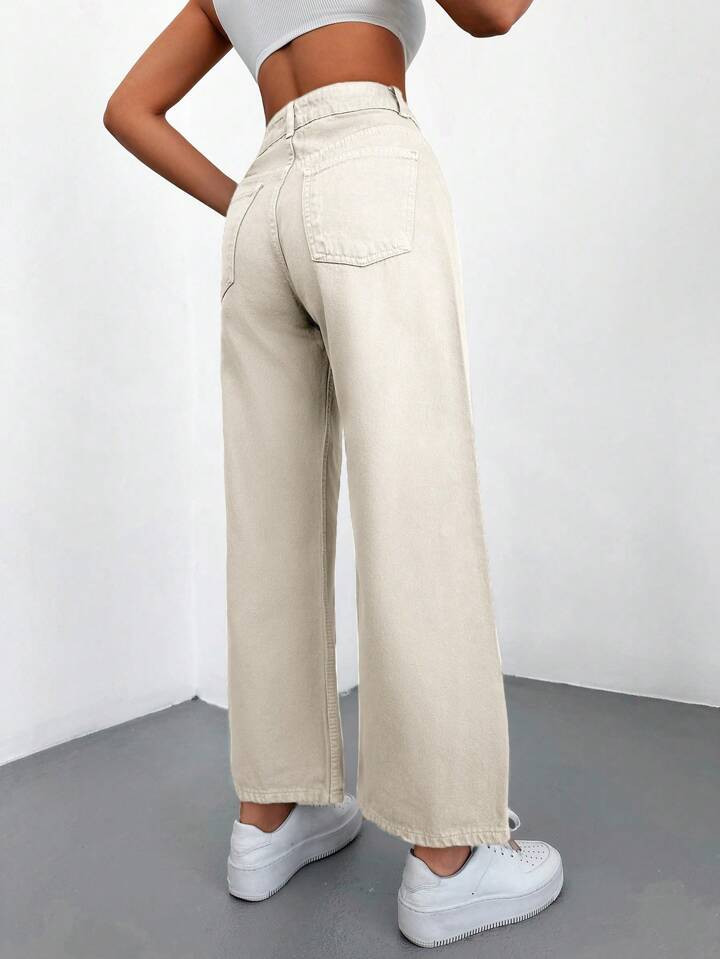 Casual Solid Wide Leg Jeans | SHEIN