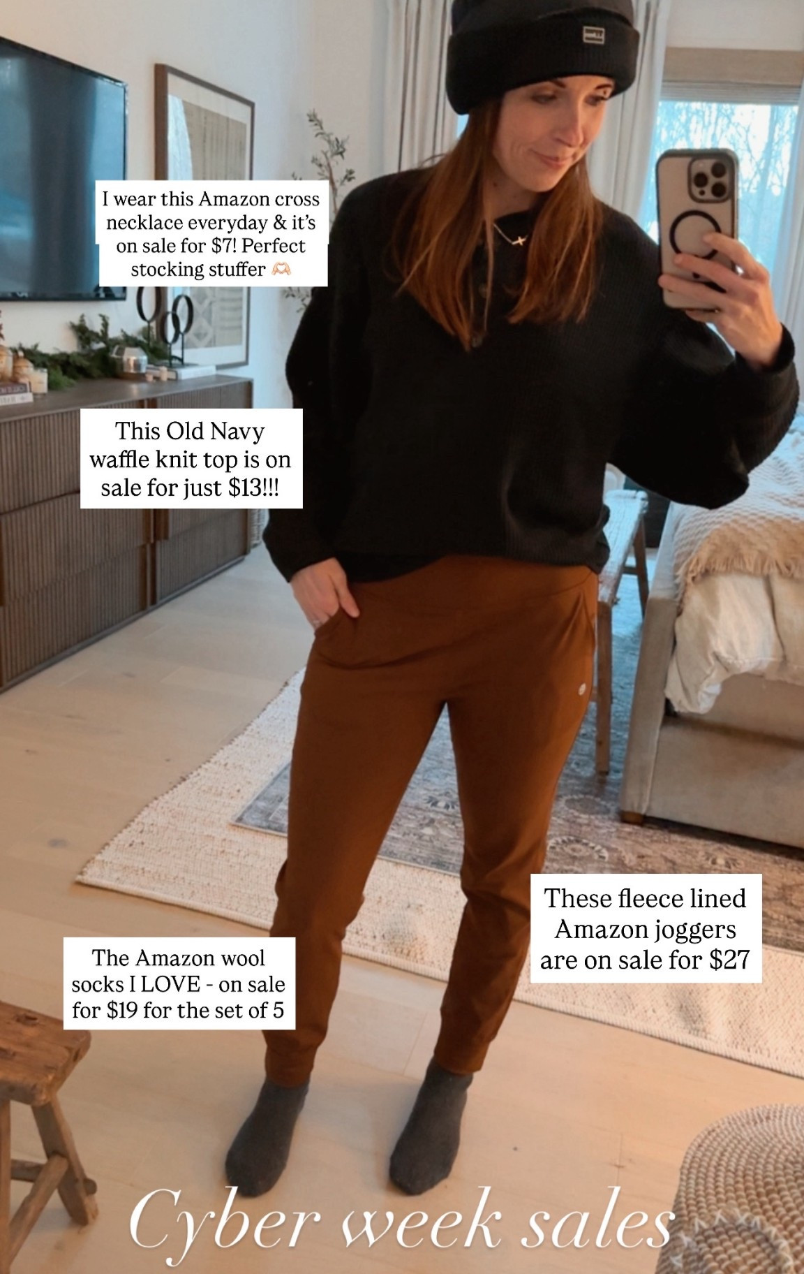 LTK Caption (Cyber Week + SEO heavy)
Cozy, budget-friendly winter staples that I wear constantly — all marked down for Cyber Week! ❄️🤍 Rounding up today’s finds: my everyday Amazon cross necklace (only $7!), the softest Old Navy waffle-knit top, fleece-lined Amazon joggers, and my favorite wool socks that come in a 5-pack. Perfect for gifting, stocking stuffers, or just staying warm while running around with the kids!

@amazon #ad #founditonamazon #winterfavorites2025 #amazonfinds #amazonfashion #amazonwinter #amazonstyle #cyberweekdeals #cybermondaydeals #blackfridaysales #giftideas #giftguide #affordablefashion #cozyoutfit #winteroutfitinspo #LTKsalealert #LTKcyberweek #LTKwinterstyle #porcheandco

Need even more styling or interior design help inside your home?! Visit our Online Interior Design Studio and one of our designers would love to help! Secure your packages today 🏡 —> https://porcheandco.com/edesign
#porcheandco


#LTKGiftGuide #LTKSaleAlert #LTKCyberWeek