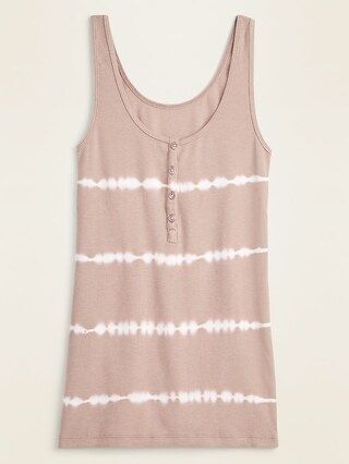 Fitted Rib-Knit Henley Tank for Women | Old Navy (US)