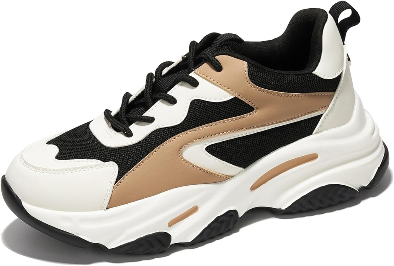 Chunky Platform Sneakers for Women - Lace-up Closure Womens Shoes & Womens Sneakers w/Textile - D... | Amazon (US)