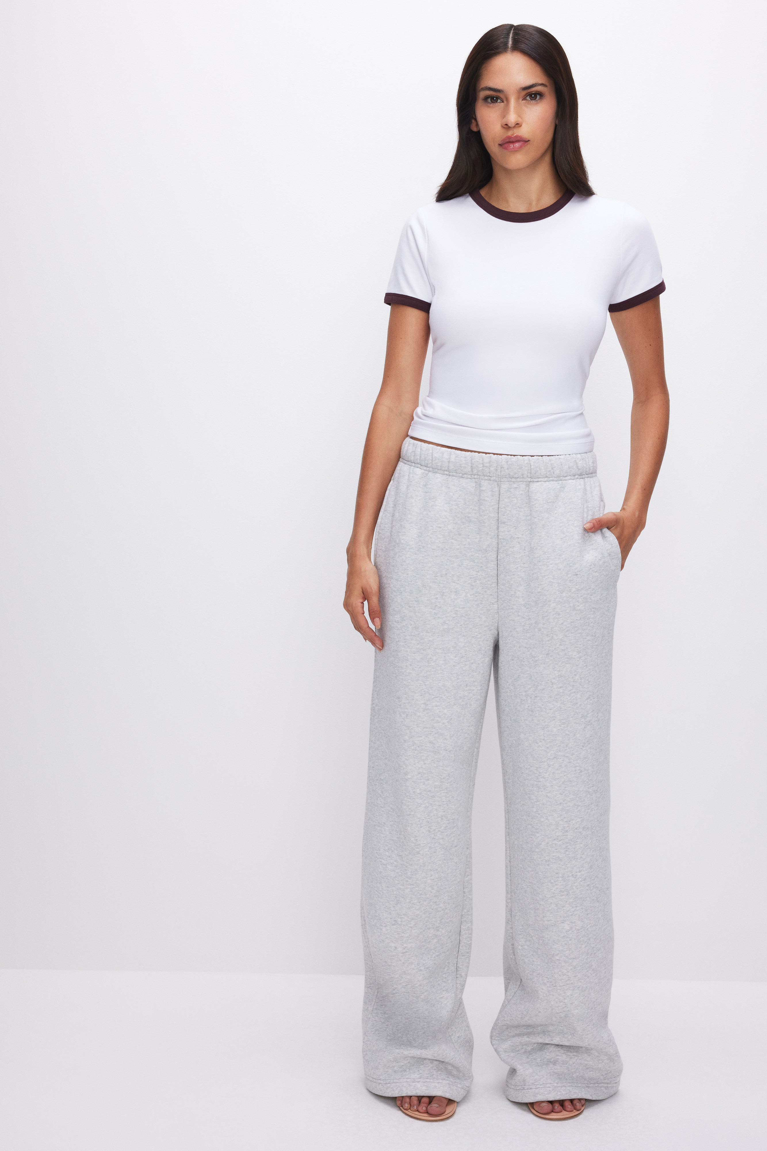 BRUSHED FLEECE WIDE LEG SWEATPANT | Good American