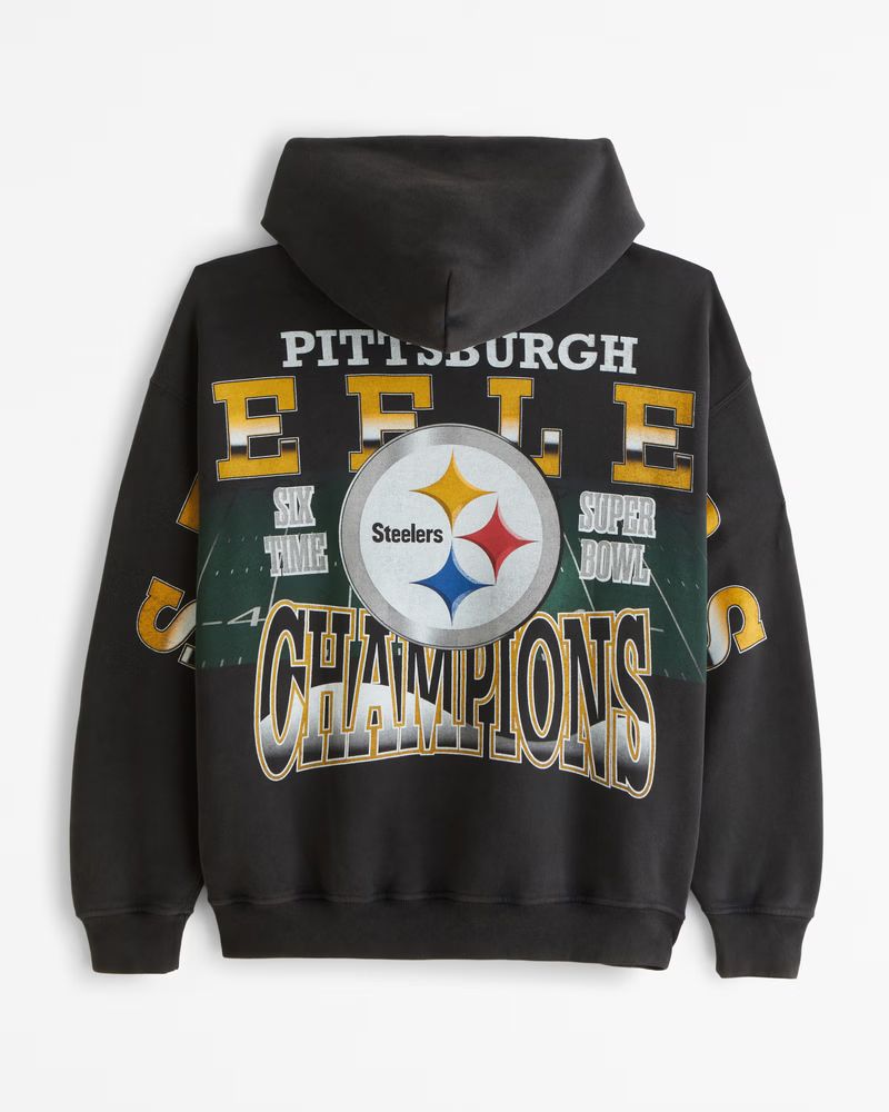 Abercrombie & Fitch Men's Pittsburgh Steelers Graphic Popover Hoodie in Black - Size XS | Abercrombie & Fitch (US)