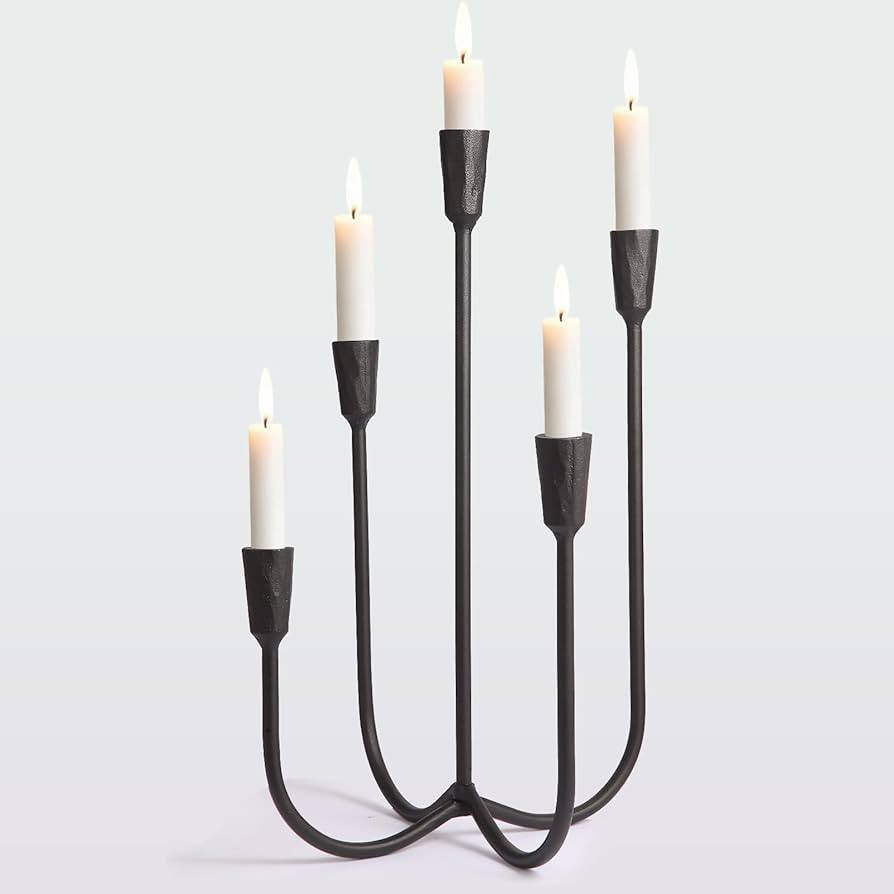 Centros de mesa de 5 velas de hierro fundido para mesas, candelabros negros para bodas, eventos, ... | Amazon (US)