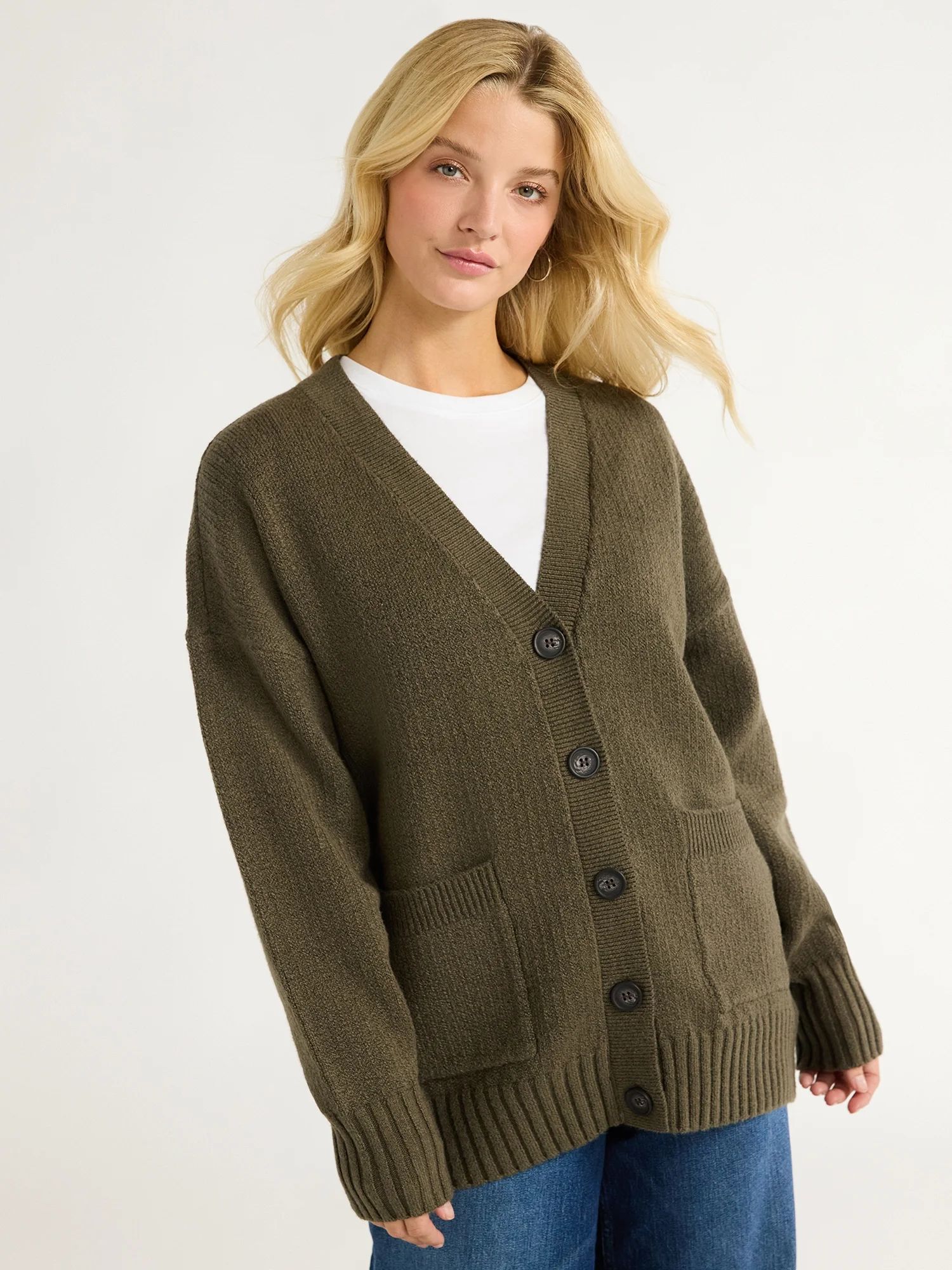 Free Assembly Women’s Grandpa Cardigan Sweater with Long Sleeves, Heavyweight, Sizes XS-XXL | Walmart (US)