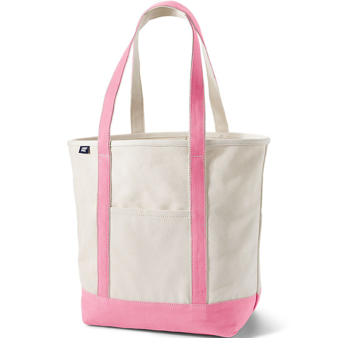 Large Natural 5 Pocket Open Top Long Handle Canvas Tote Bag | Lands' End (US)