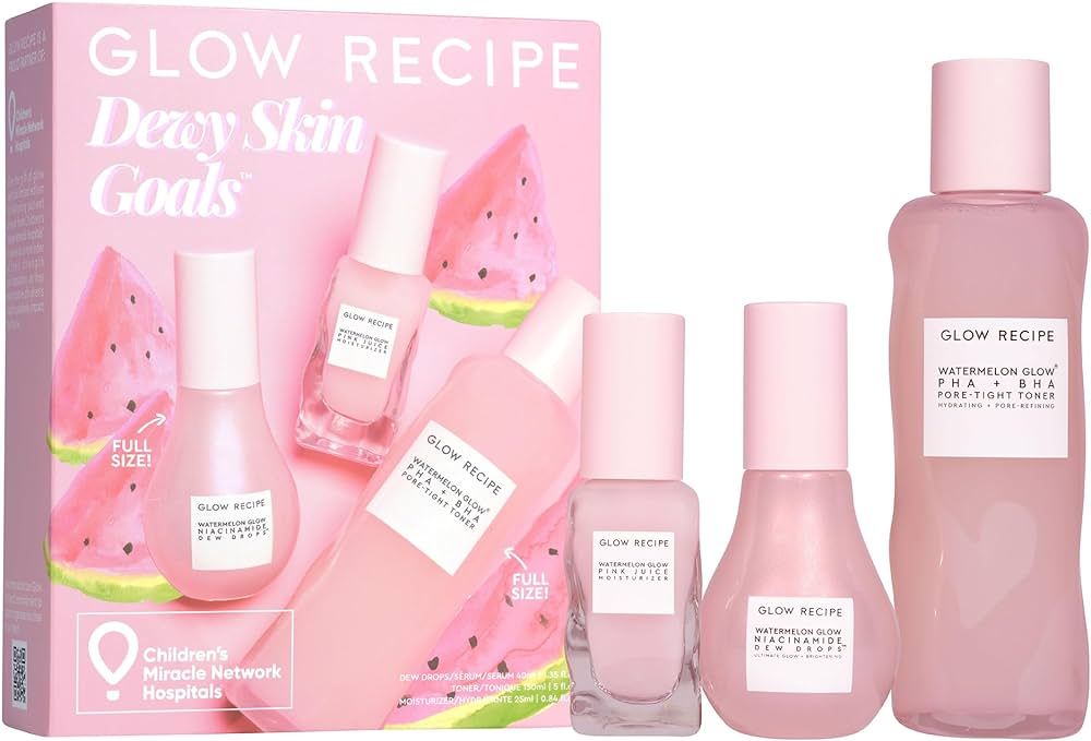 Glow Recipe Dewy Skin Goals Kit - Watermelon Glow Niacinamide Dew Drops (40ml) + PHA + AHA Pore-T... | Amazon (US)