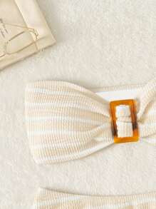 Striped Textured Bandeau Bikini Swimsuit SKU: sw2204188294397887(1000+ Reviews)Textured$11.49$10.... | SHEIN