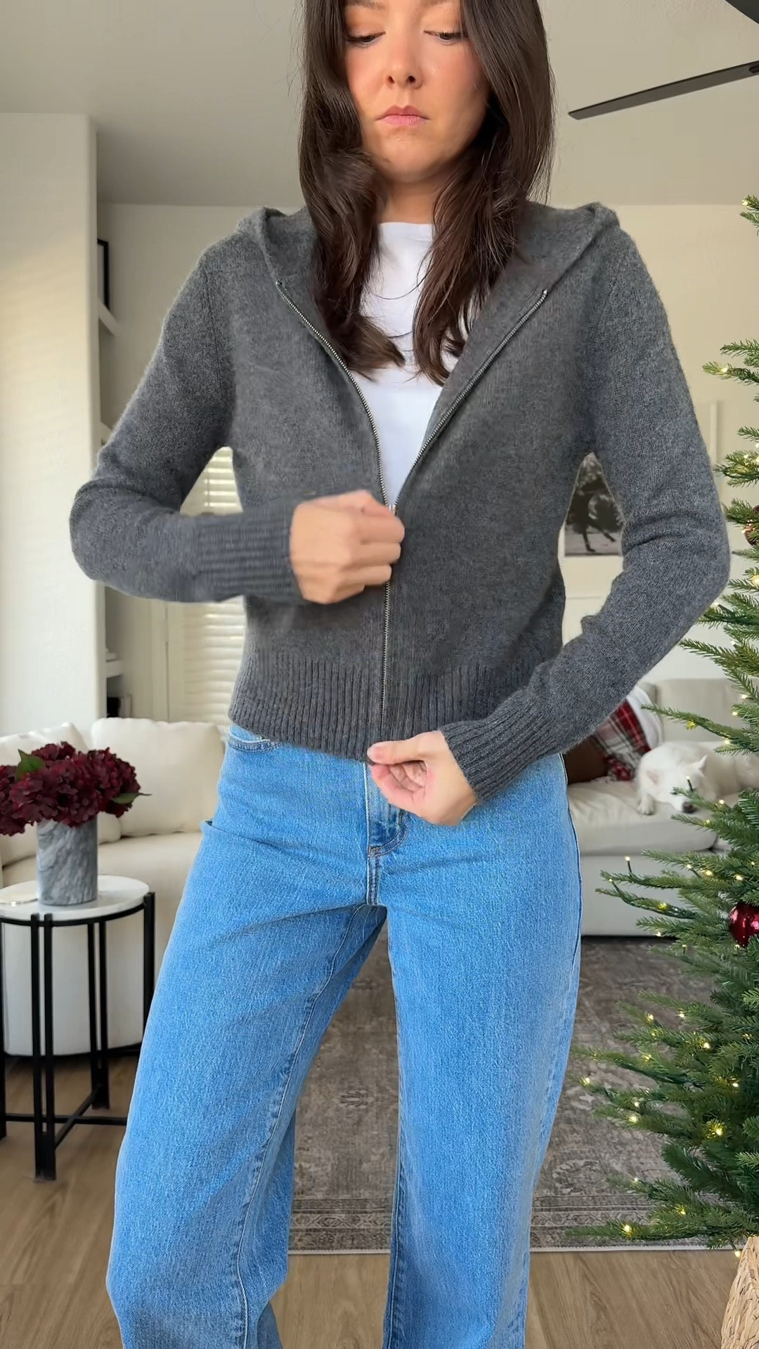Outfit of the day! I’m 5’7” wearing my true size 25 in the jeans, XS in the tshirt, and small in the sweater/zip up! 

#LTKootd #LTKHoliday #LTKSeasonal