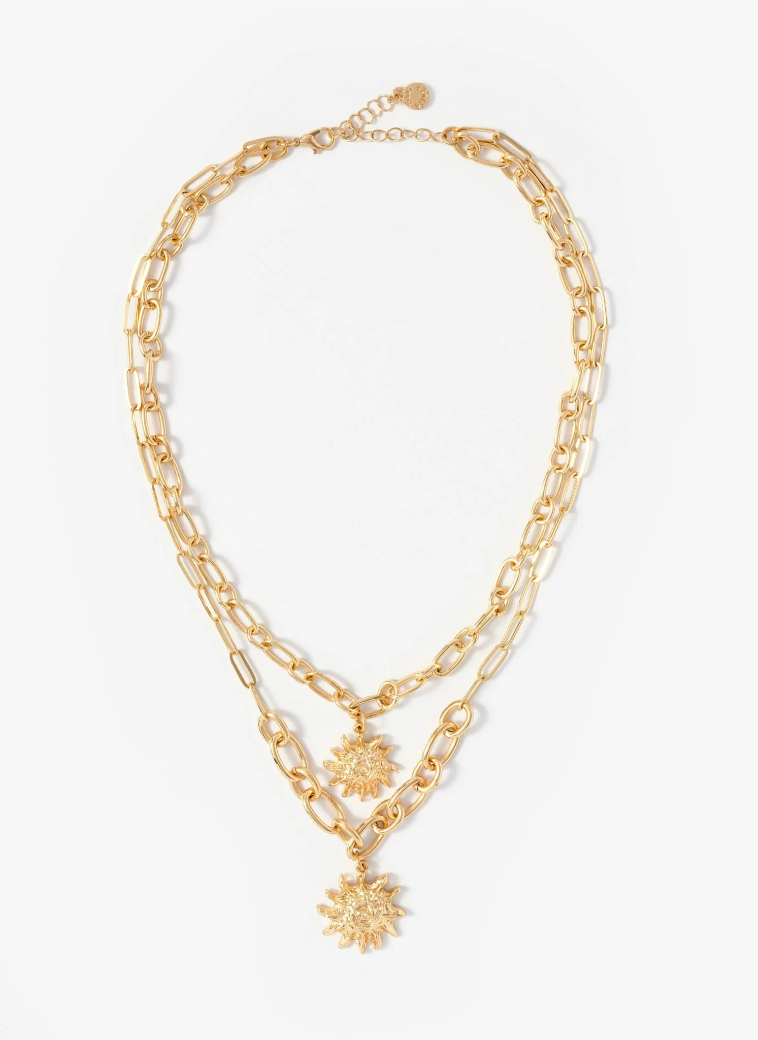 Gold Tone Double Layered Sun Necklace | Mint Velvet - US