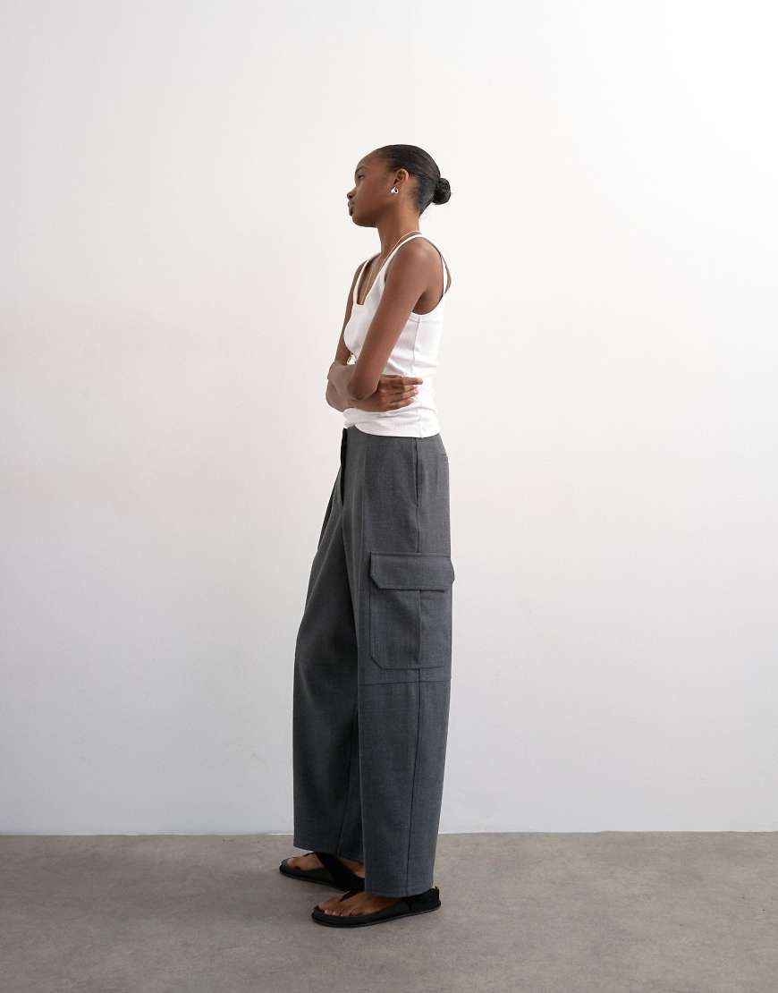 Topshop tailored cargo trouser in charcoal-Grey | ASOS (Global)