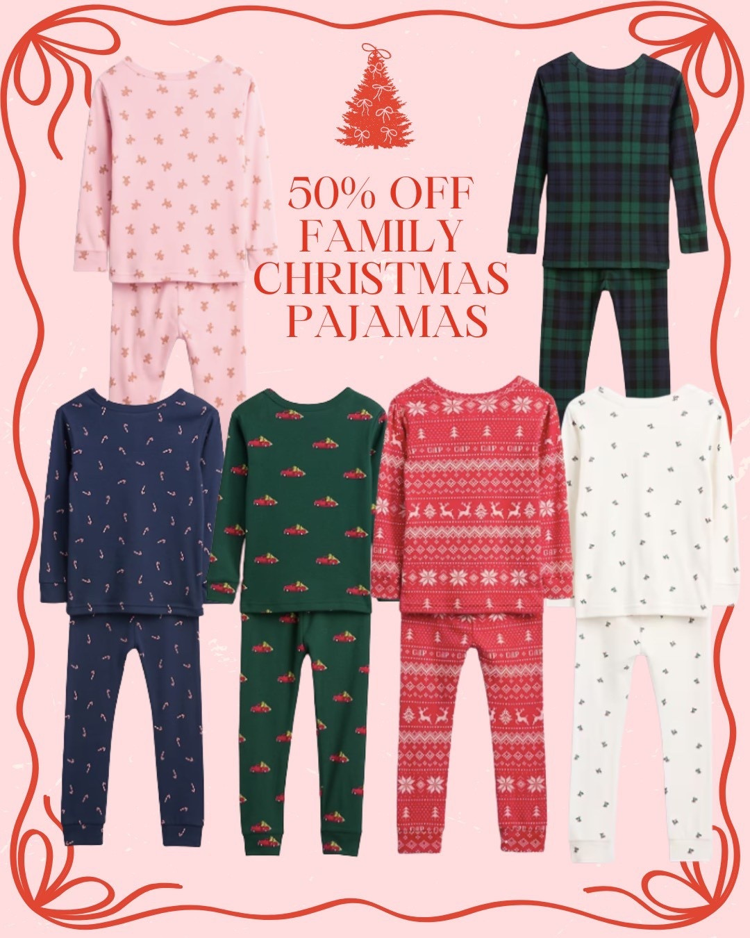 50% off Family Matching Christmas Pajamas at GAP! Love these matching pajamas for Christmas. The pink gingerbread pajamas and tartan plaid pajamas might be my favorite. Get family Christmas pajamas for 50% off right now! 

#LTKHoliday #LTKSeasonal #LTKSaleAlert