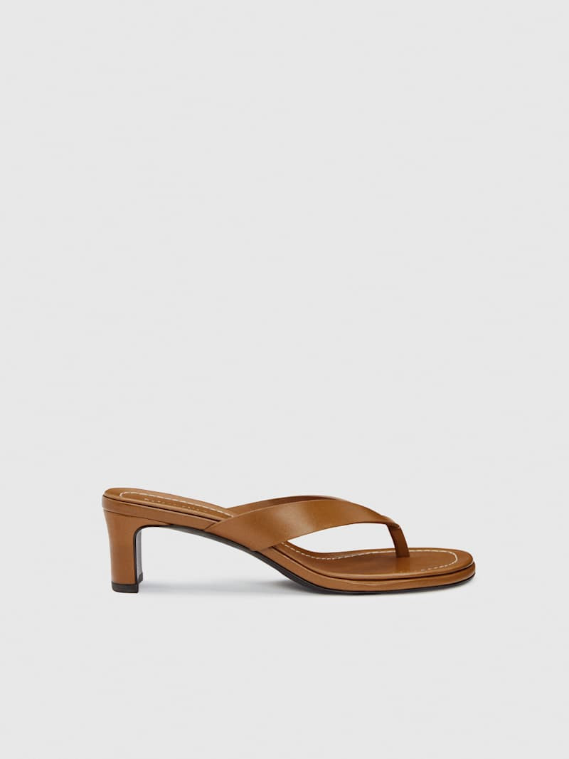 Reformation Jessie Block Heel Sandal Black Leather 10 | Reformation (Global)