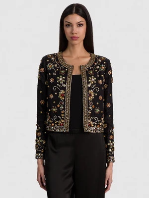 KIDMAN EMBELLISHED JACKET - BLACK/MULTI | Alice + Olivia