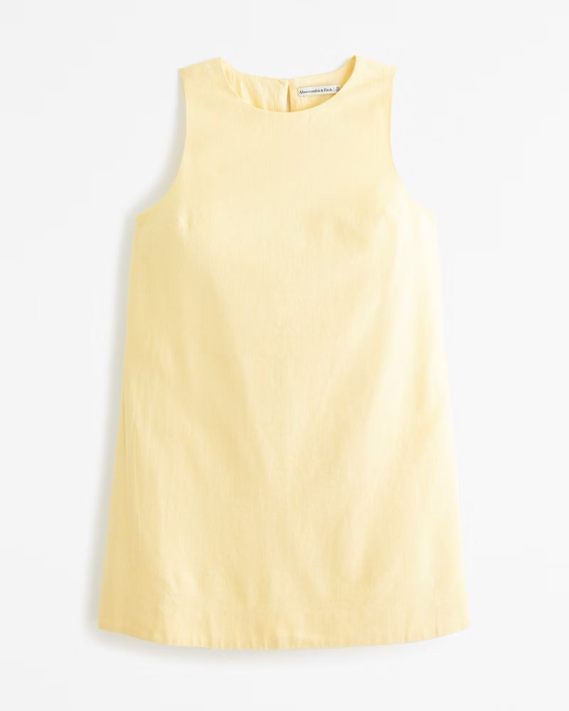 High-Neck Linen-Blend Mini Dress | Abercrombie & Fitch (US)