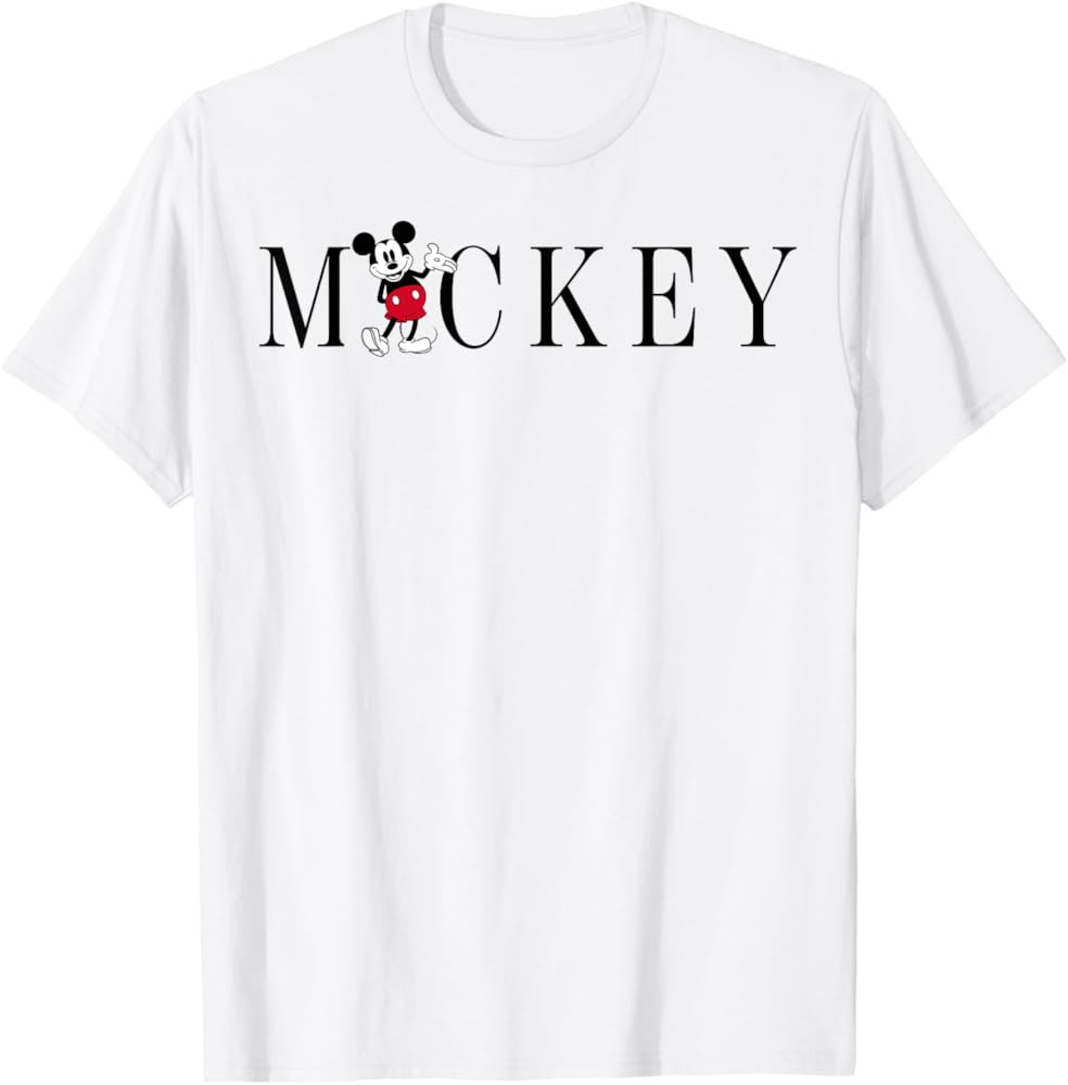 Disney Mickey And Friends Mickey Mouse Simple Text T-Shirt | Amazon (US)