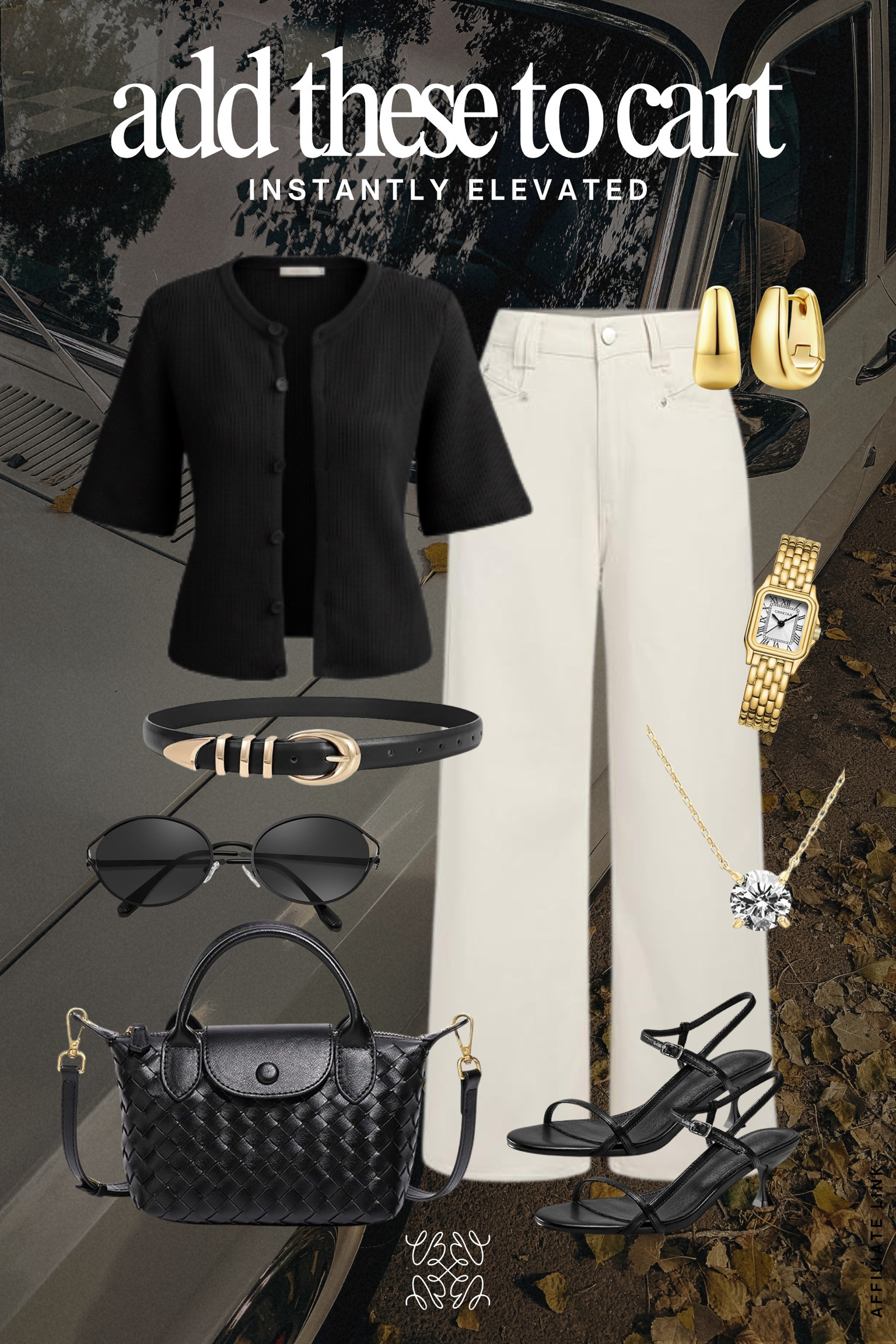 Add these to cart for an instantly elevated look 🖤

A structured black knit, tailored cream trousers, and sleek gold accents create that effortless “put together” feel without overthinking it. The woven black bag, slim belt, and delicate jewelry keep everything polished, while classic black heels finish it off with just the right amount of edge.

This is the kind of outfit formula you can wear to dinner, meetings, or a last-minute event and always feel confident in. Timeless neutrals + refined accessories = always chic.

#AmazonFinds #CapsuleWardrobe #ElevatedStyle #TimelessFashion #NeutralOutfits #ChicEssentials #EffortlessLook 

 #LTKSeasonal #LTKBeauty