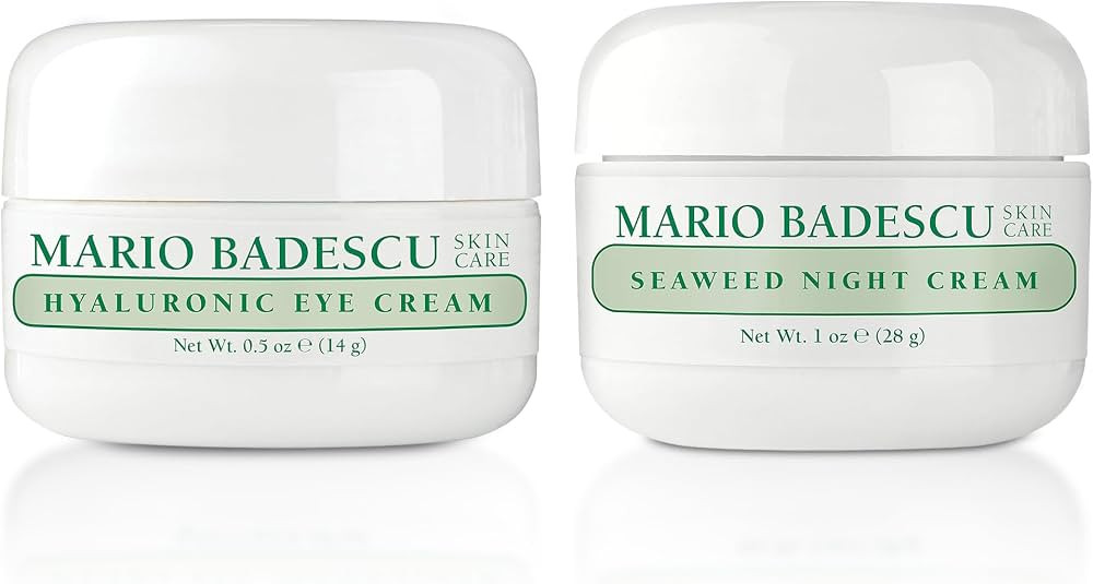 Mario Badescu Hyaluronic Eye Cream, 0.5 oz with Mario Badescu Seaweed Night Cream for Combination... | Amazon (US)