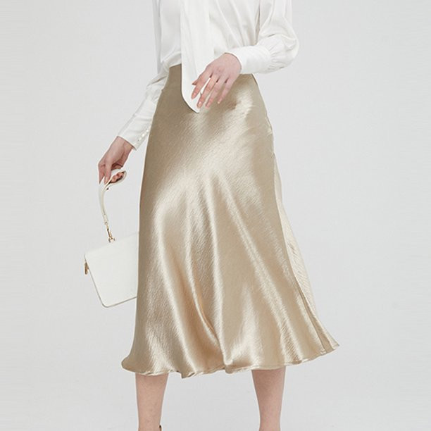 Multitrust Women's Satin Trumpet High Waist Skirt Silver Gold Long Skirt Metallic Color Party Ski... | Walmart (US)