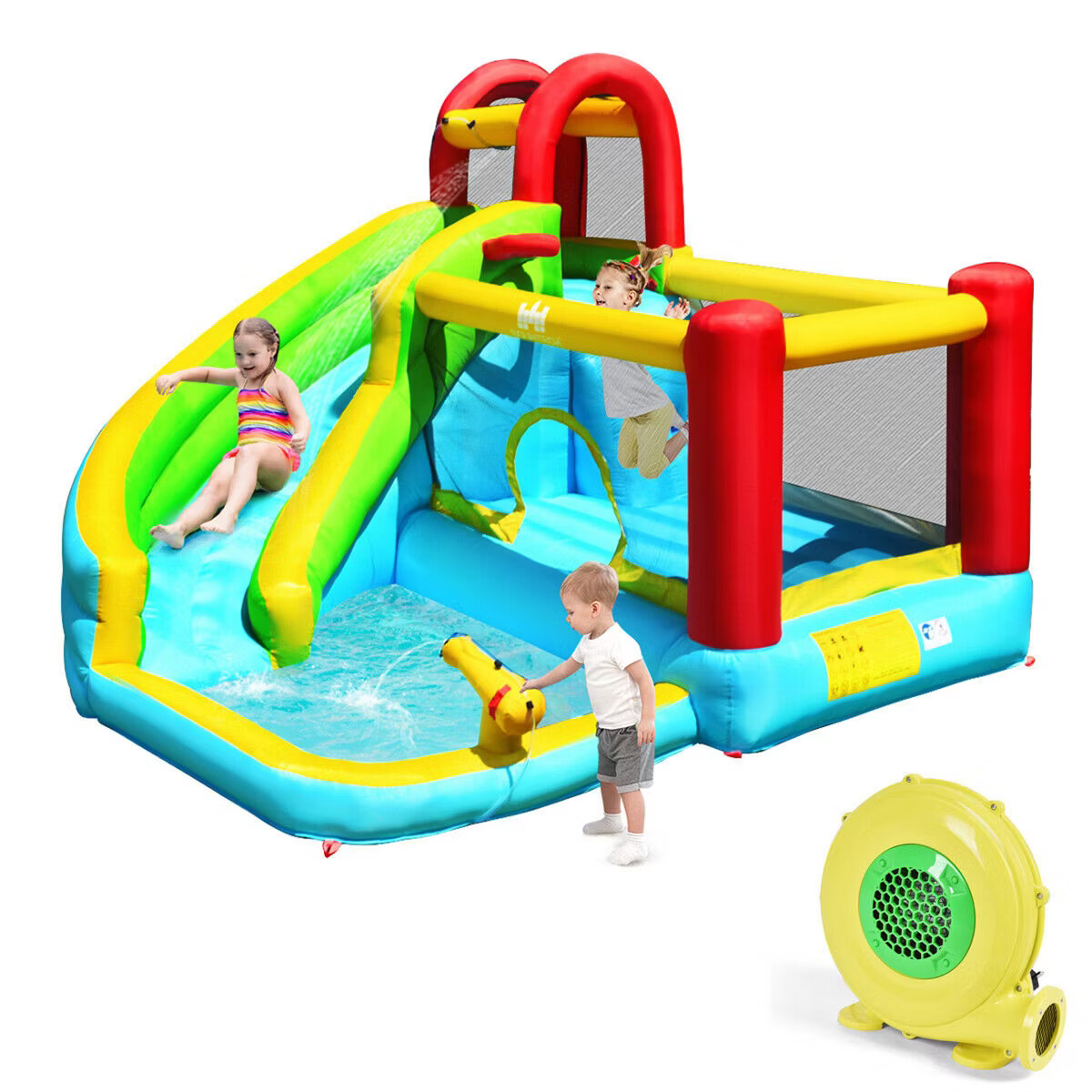 Costway Inflatable Kids Water Slide Jumper Bounce House Splash Water Pool W/ 480W Blower | Target