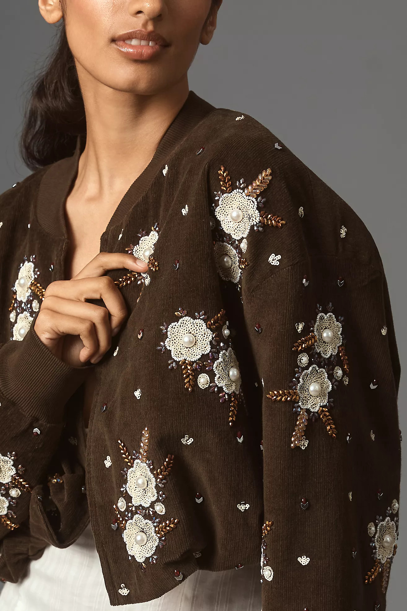 By Anthropologie Floral Embellished Cropped Jacket | Anthropologie (US)