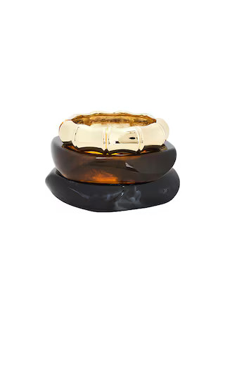 Resin & Gold Bangles Set Of 3 in Multi & Gold | Revolve Clothing (Global)