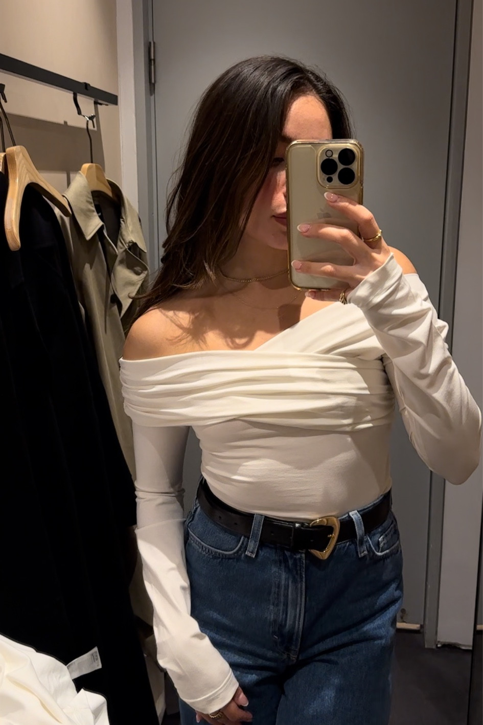Off shoulder top, detailed long sleeve top, date night top, first date outfit, date night outfit 