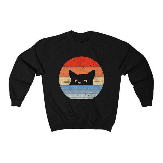 Retro Cat Peekaboo Sweatshirt, Cute Cat Sweater, Retro Cat Gift, Cat Mom Gift, Cat Lover Sweater,... | Etsy (US)