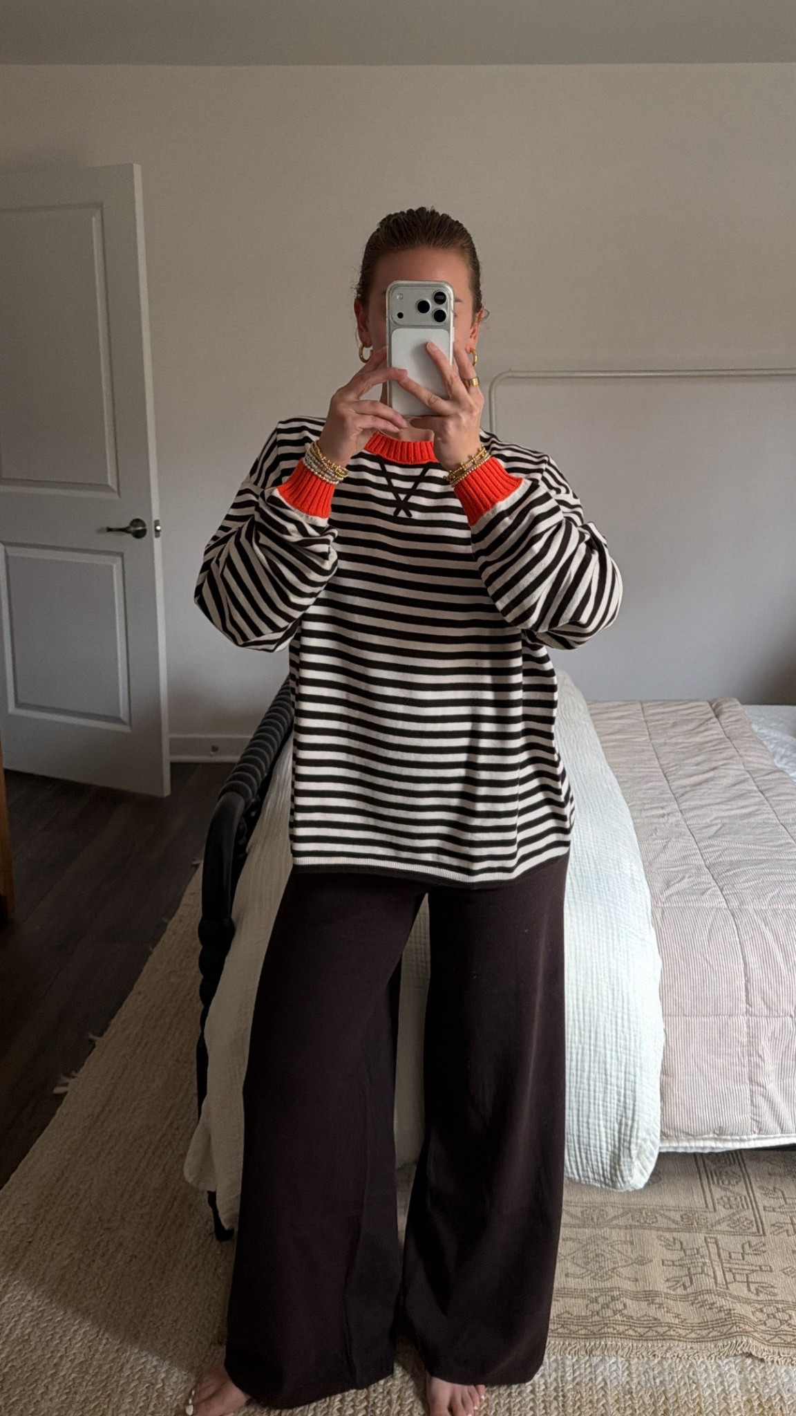 1/9/26 Cozy aerie lounge uniform 🤎 Wearing the brown lounge pants (size small) with the brown striped pullover (size small). An easy, comfy set for slow mornings, working from home, or cozy nights in.

#LTKFindsUnder100 #LTKgrwm #LTKootd
