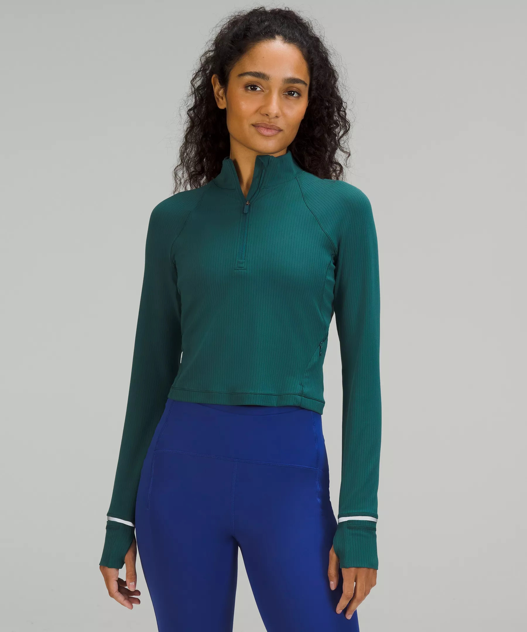 It's Rulu Run Cropped Half Zip *Ribbed | Women's Long Sleeve Shirts | lululemon | Lululemon (US)