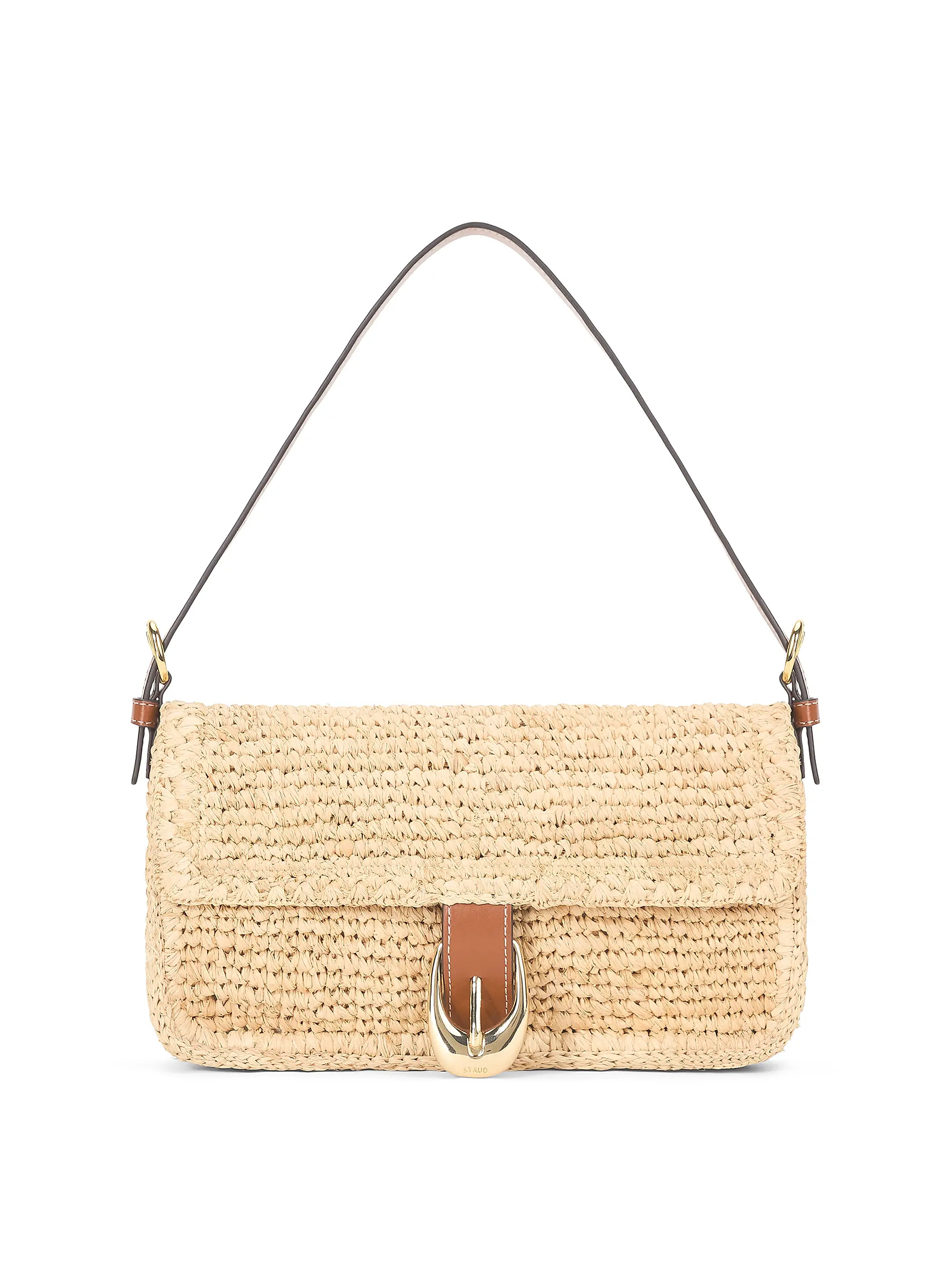 Harlow Raffia & Leather Shoulder Bag | Saks Fifth Avenue