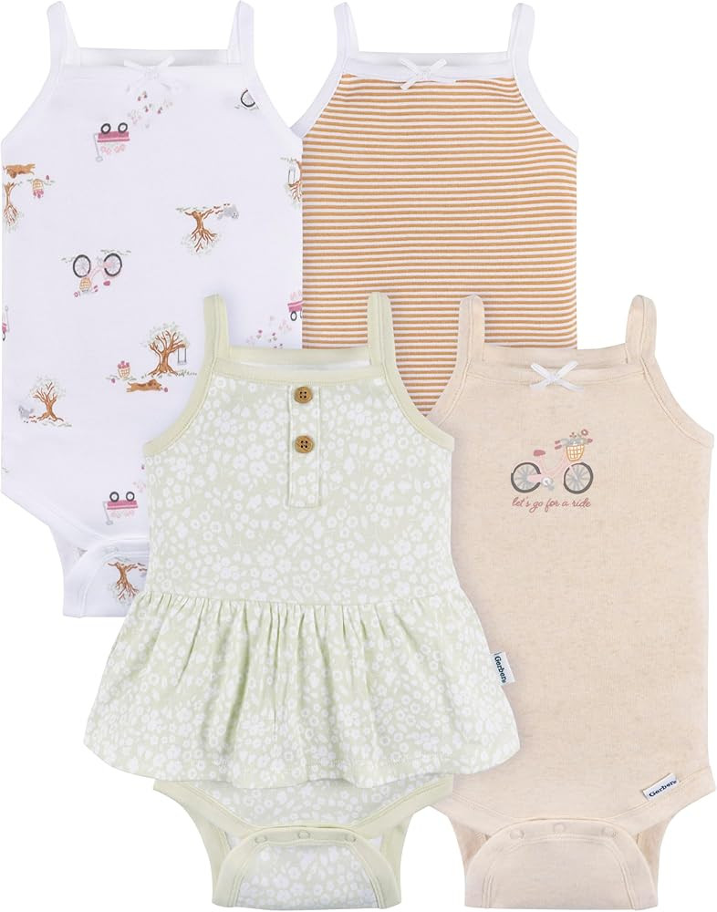 Gerber Baby Girls Multi-Pack Sleeveless Onesies Bodysuit | Amazon (US)