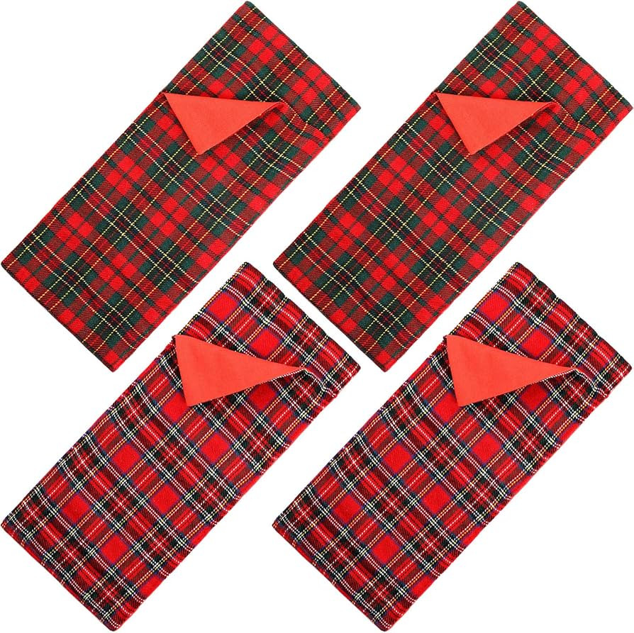 Skylety 4 Pieces Christmas Doll Sleeping Bags,Red Plaid Doll Sleeping Bag | Amazon (US)