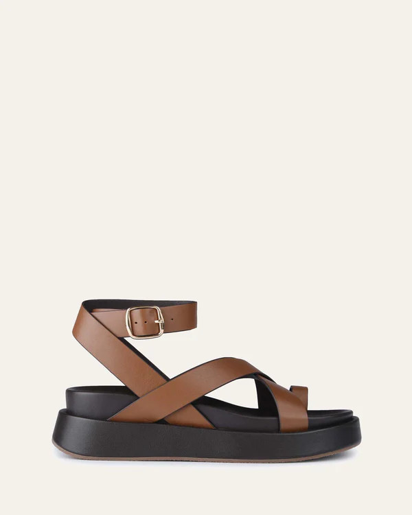 MACK FLAT SANDALS DARK TAN LEATHER | Jo Mercer (AU)