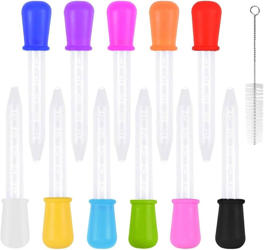 11 Colors Liquid Droppers Clear Medicine Silicone and Plastic Pipettes Eye Dropper with Bulb Tip ... | Amazon (US)