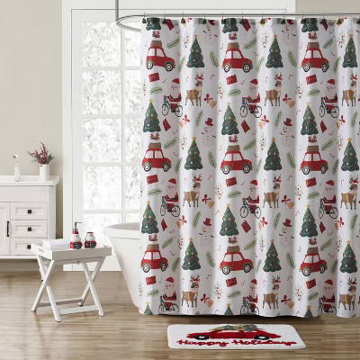 VCNY Santa Snowman 16pc Holiday Shower Curtain Bath Set | Target