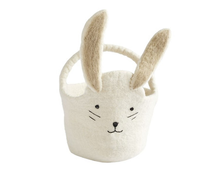 Click for more info about Felted Bunny Baby Easter Bucket, White