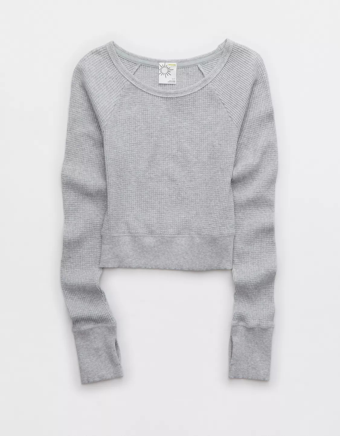 OFFLINE By Aerie Wow! Waffle Open Neck Cropped T-Shirt | Aerie