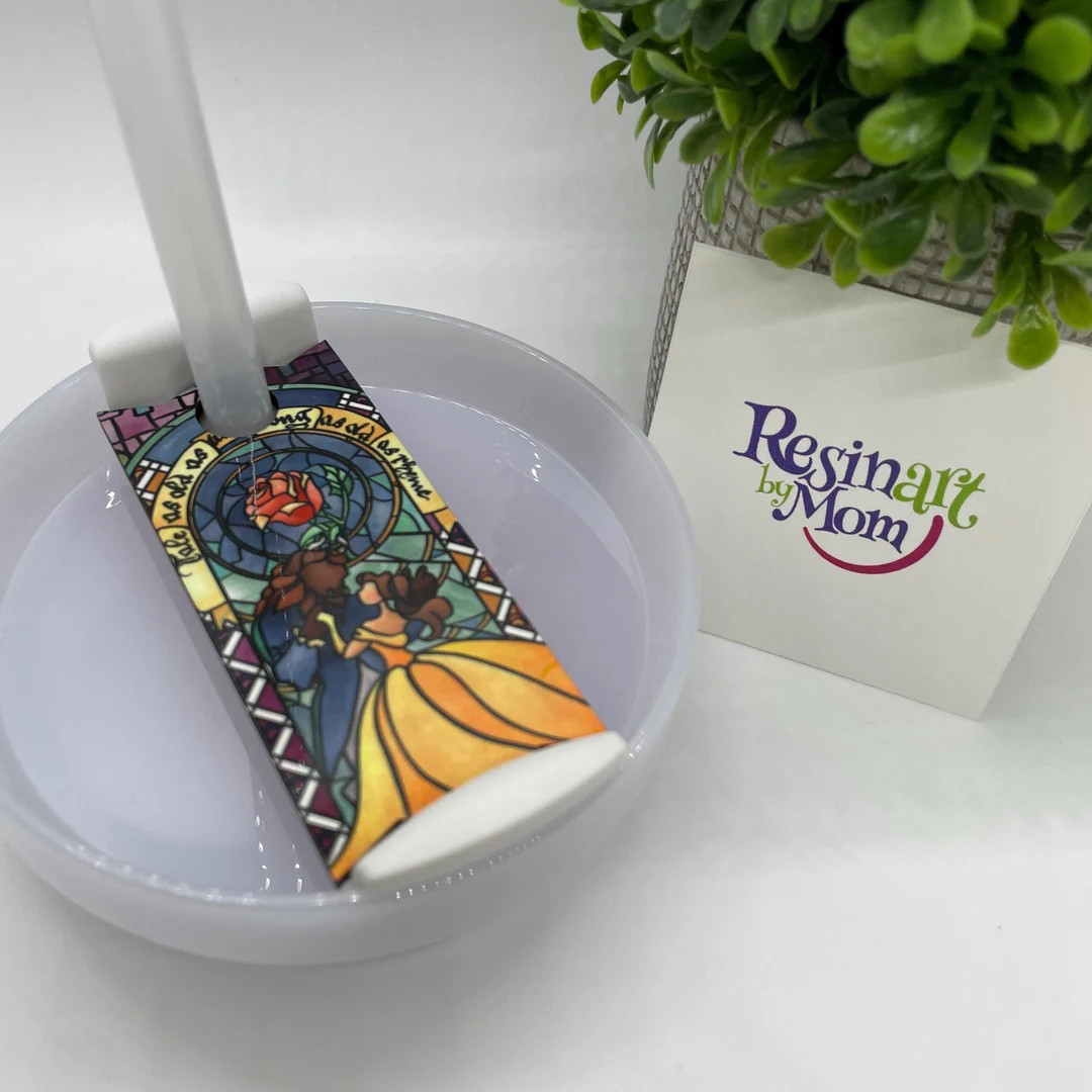 Beauty and the Beast Tumbler Tag, Disney Plate Topper, Name Tag for Tumbler Lid, Tumbler Name Pla... | Etsy (US)