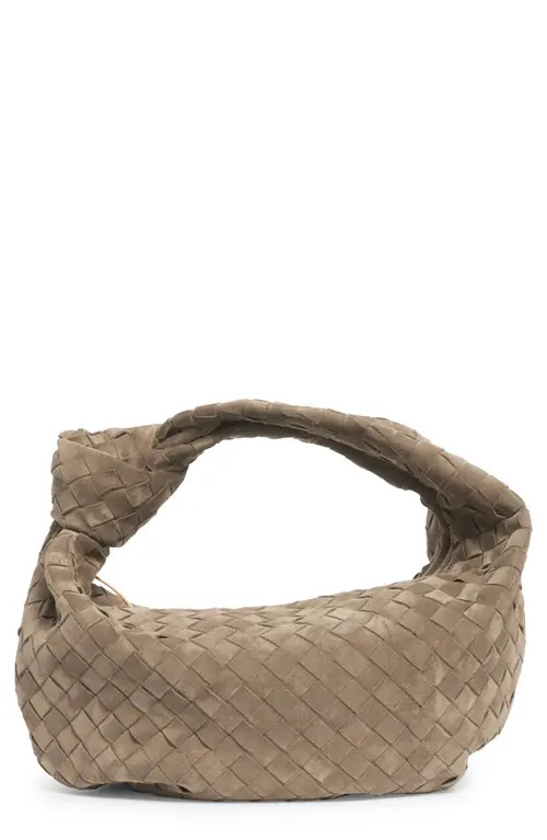 Bottega Veneta Teen Jodie Intrecciato Suede Hobo in 1520 Taupe-Gold at Nordstrom | Nordstrom