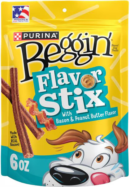 Beggin' Flavor Stix with Bacon & Peanut Butter Flavor Soft & Chewy Dog Treats, 6-oz pouch | Chewy.com