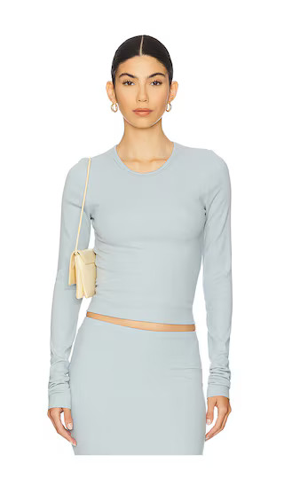 Long Sleeve Fitted Top in Dusty Blue | Revolve Clothing (Global)