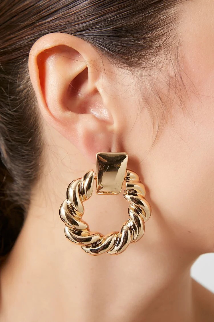 Geo Twisted Drop Hoop Earrings | Forever 21 | Forever 21 (US)