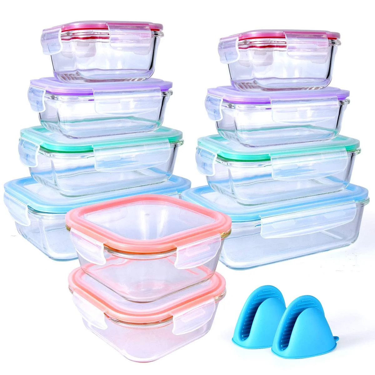 Glass Food Storage Airtight and Leakproof Containers Set 20 Pieces | Walmart (US)