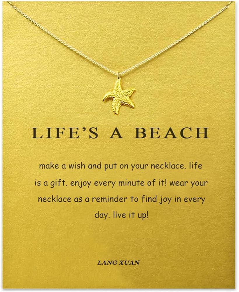 LANG XUAN Message Card Gold Dainty Layered Compass Pendant Necklace Friendship Butterfly Sun Good... | Amazon (US)