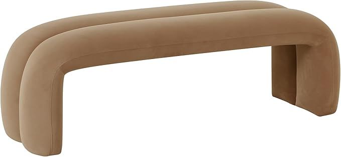 Tov Furniture Leigh Taupe Velvet Channeled Bench | Amazon (US)