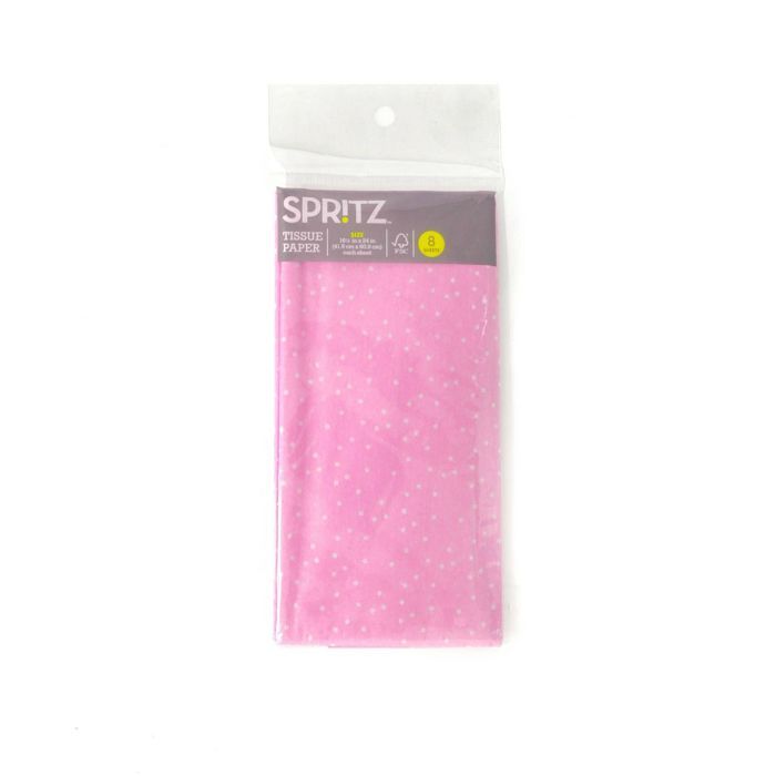 8ct Pegged Tissue Gift Packaging Accessory Dotted White/Pink - Spritz™ | Target