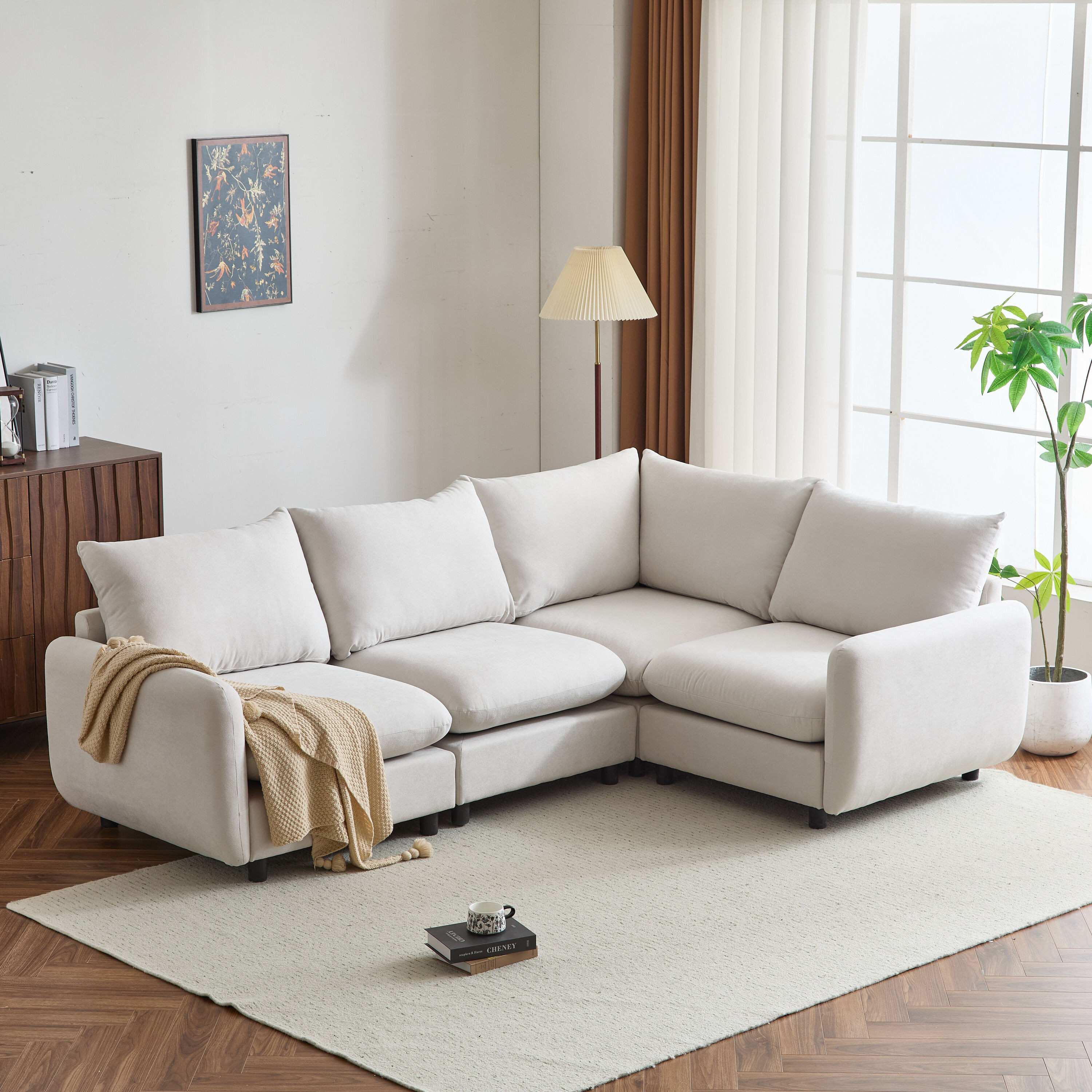 Christopher Knight Home William Modern Modular Upholstery L-shaped Sectional Sofa-White | 325601 | Lowe's