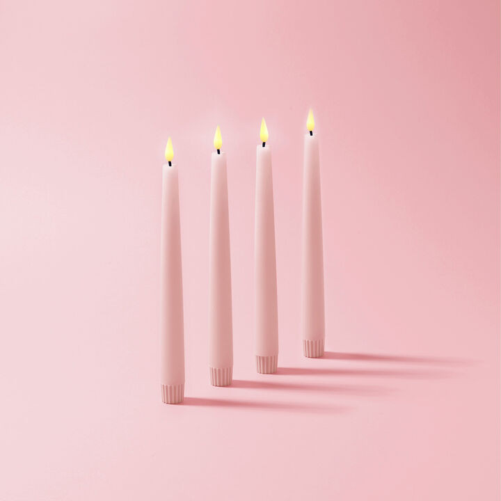 Infinity Wick Pastel Pink 9" Taper Candles, Set of 4 | Lights.com